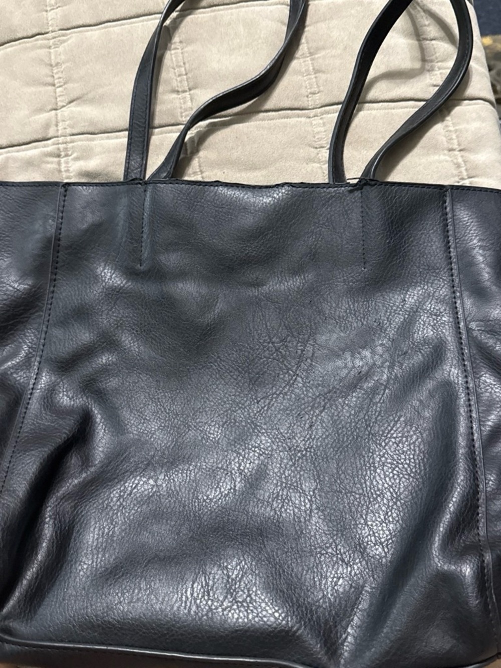 Classic Black Leather Tote Bag
